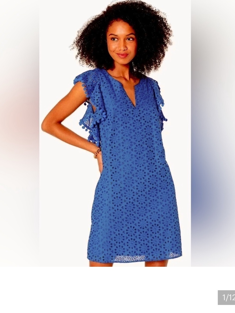 LILLY PULITZER Astara Eyelet Dress Large Baha Blue Neon